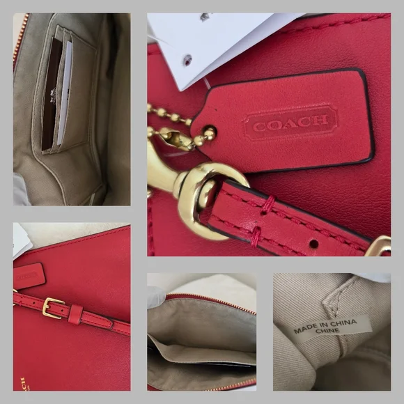 COACH NY Leather Zippered Pouch Clutch Tablet Sleeve Scarlet Red NWT - Picture 9 of 15